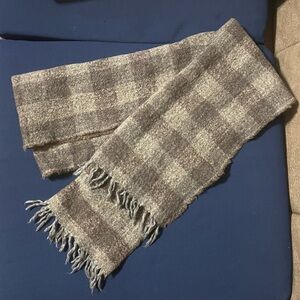 Massimo Dutti Brown and Cream Plaid Scarf
